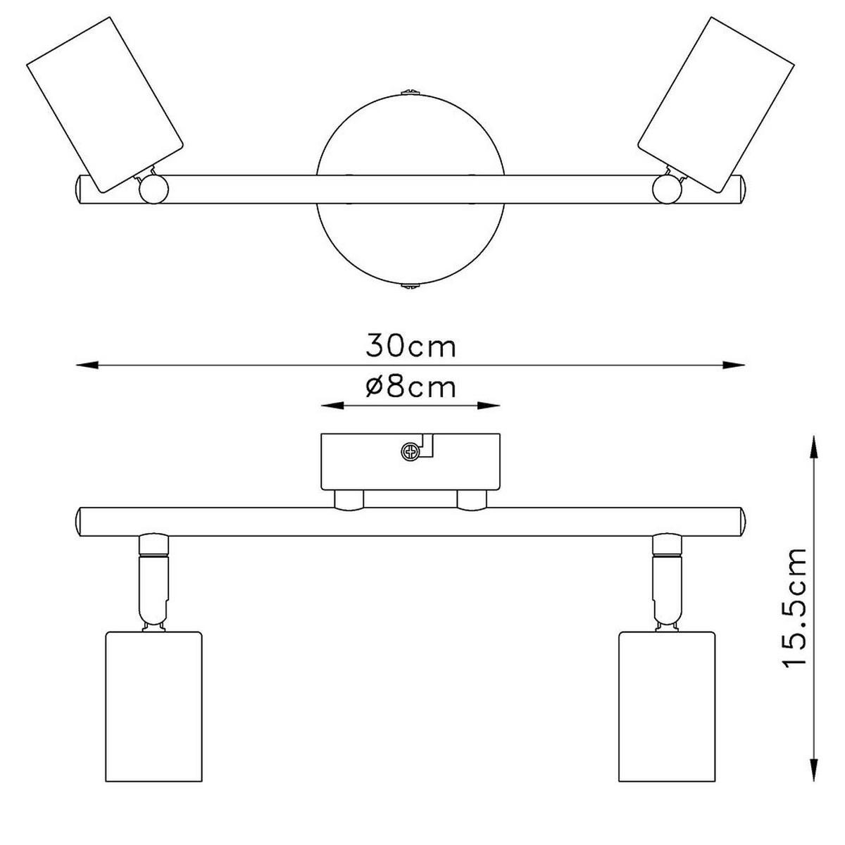 LED DECKENLEUCHTE Metall Schwarz 2-Flammig - Schwarz, Metall (30/8/15.5cm) - Globo Lighting