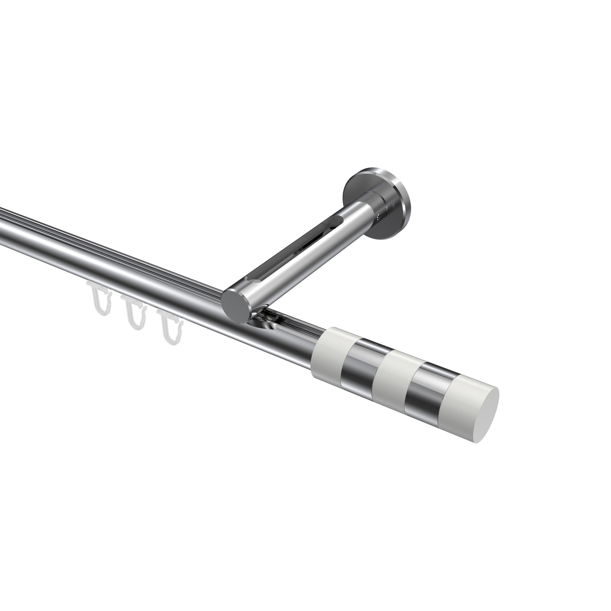 INNENLAUF-GARDINENSTANGEN-SET Siteno Mavell 540 cm (geteilt in 3 x 180 cm), 1-läufig, 20 mm Ø Chrom - Chromfarben/Weiß, Metall (540cm) - INTERDECO