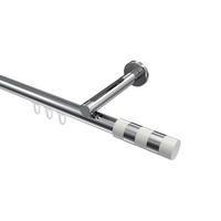 INNENLAUF-GARDINENSTANGEN-SET Siteno Mavell 140 cm, 1-läufig, 20 mm Ø Chrom - Chromfarben/Weiß, Metall (140cm) - INTERDECO