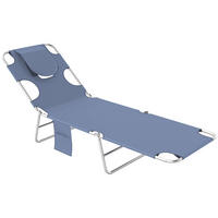 GARTENLIEGE, Liegestuhl mit gepolsterter Gesichtsöffnung, Massage-Liege für draußen, Seitentasche, Stoff, Metall, Grau - Grau, Textil (185/29/55cm)