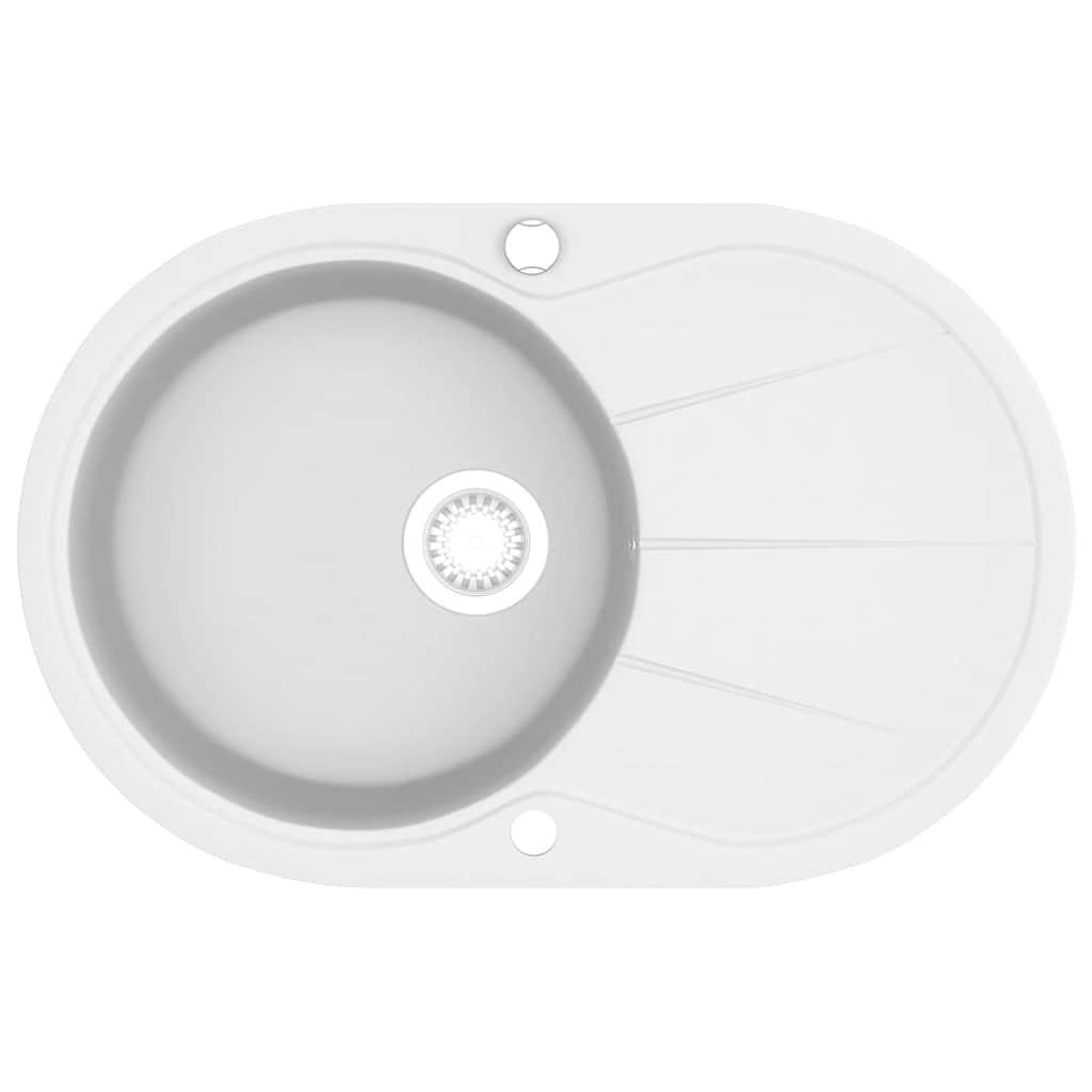 GRANITSPÜLE Einzelbecken Oval Weiss - Weiß, Stein (49/20.5/77cm) - vidaXL