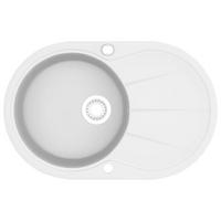 GRANITSPÜLE Einzelbecken Oval Weiss - Weiß, Stein (49/20.5/77cm) - vidaXL