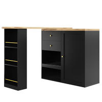 KÜCHENINSEL 105x39x102 cm drehbar mit 2 Schubladen - Schwarz, Holz (39/104/138cm) - SHOPENTRA