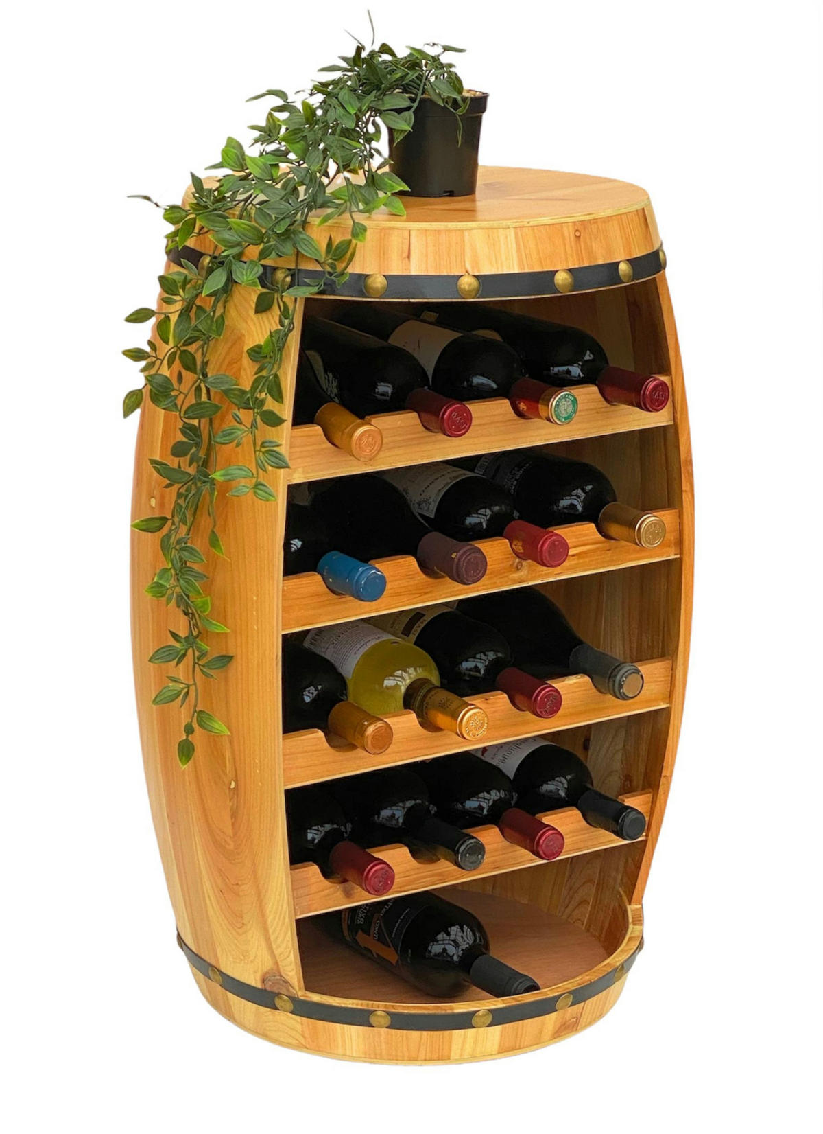 WEINREGAL Holz Weinfass Natur 70 cm 371 - Braun, Holz (48/70/48cm) - DanDiBo
