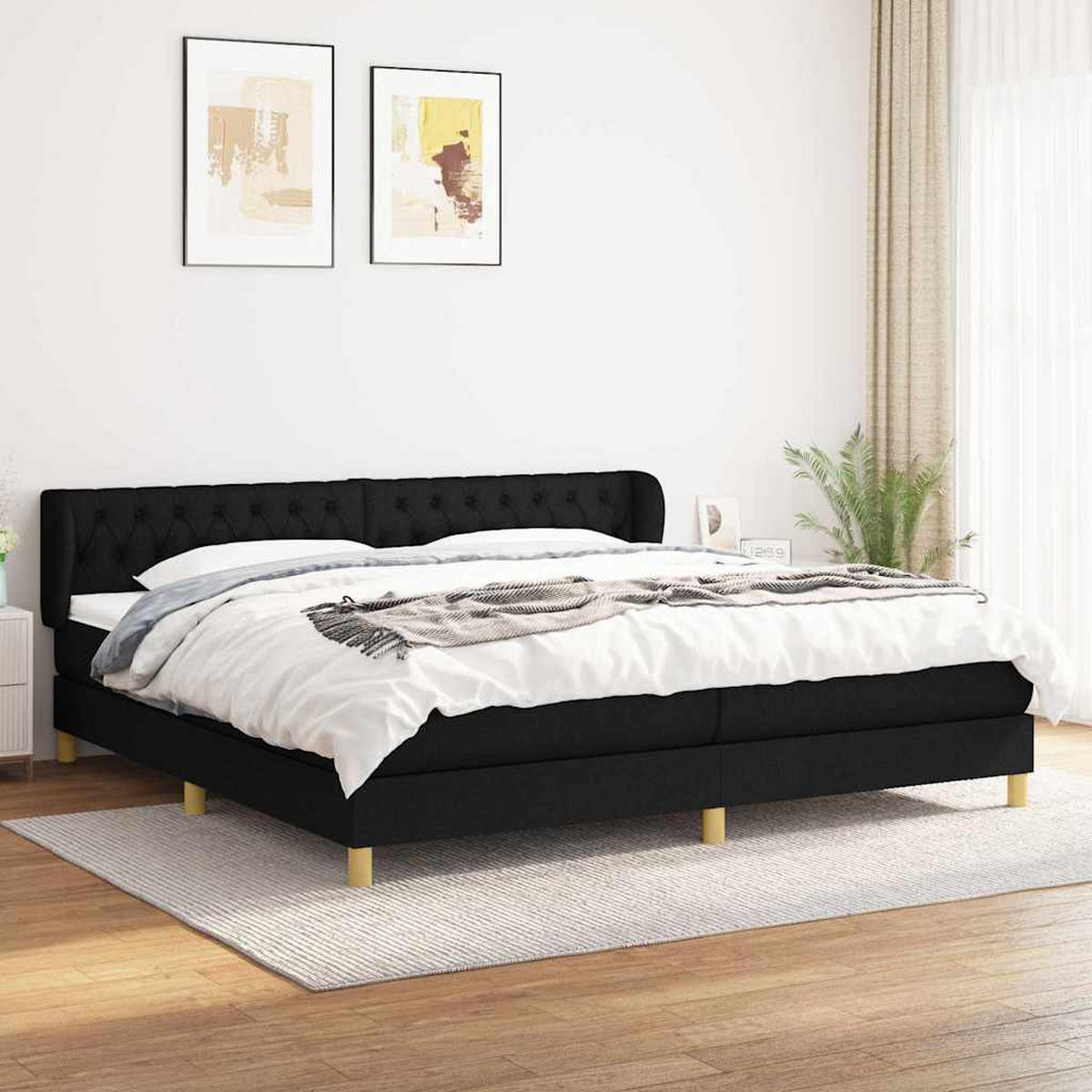 BOXSPRINGBETT 200/200 Cm Schwarz Gewebe - Schwarz, Textil (203/203cm) - vidaXL