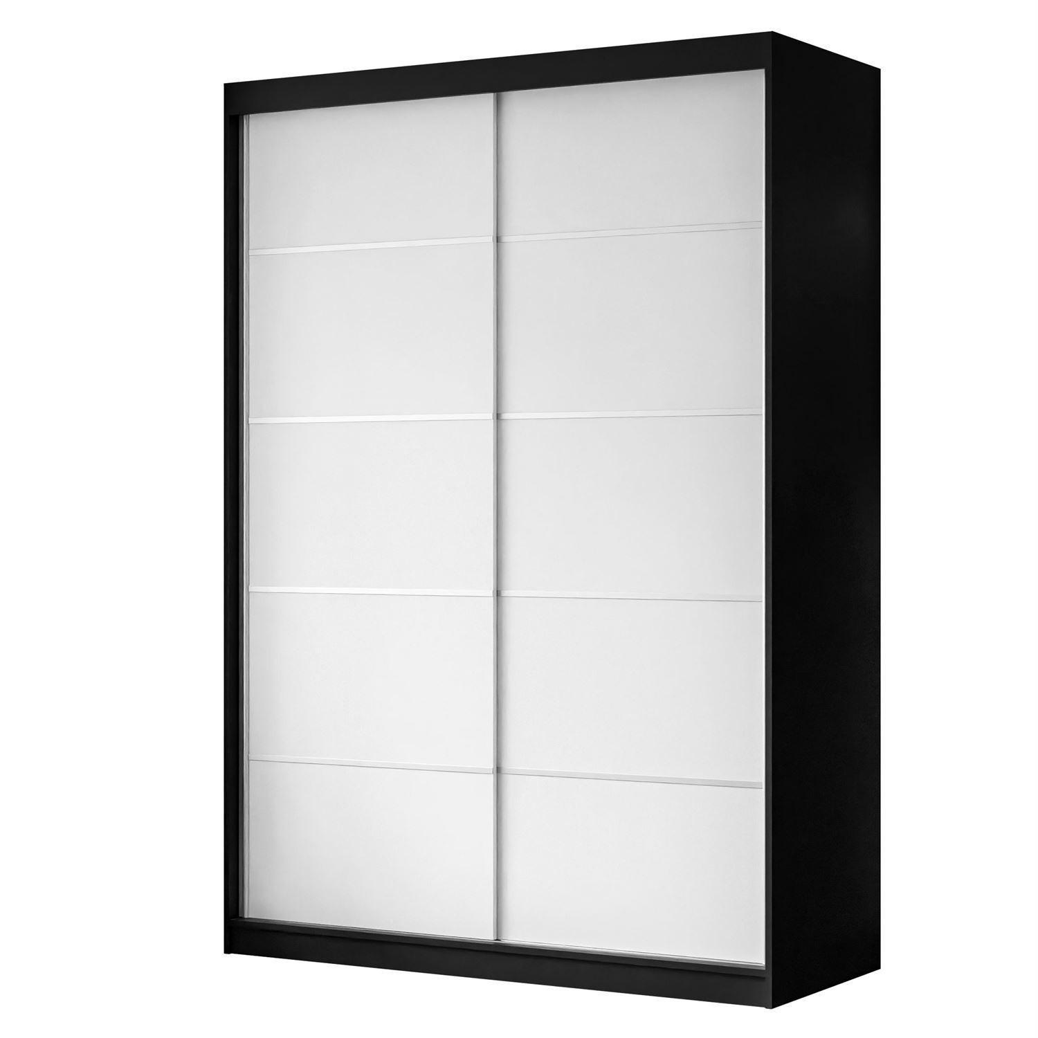 KLEIDERSCHRANK CAMARO PLUS 150 cm Schiebetürenschrank Schwarz / Weiß - Schwarz/Weiß, Holzwerkstoff (150/215/59cm) - Lookway
