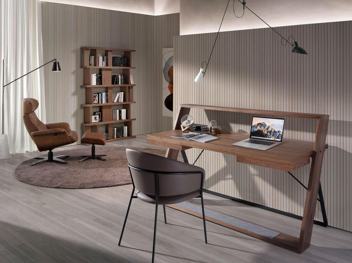 FUSSBANK Hocker aus braunem Leder 52/42/39 cm - Dunkelgrau/Braun, Leder (52/39/42cm) - ANGEL CERDA