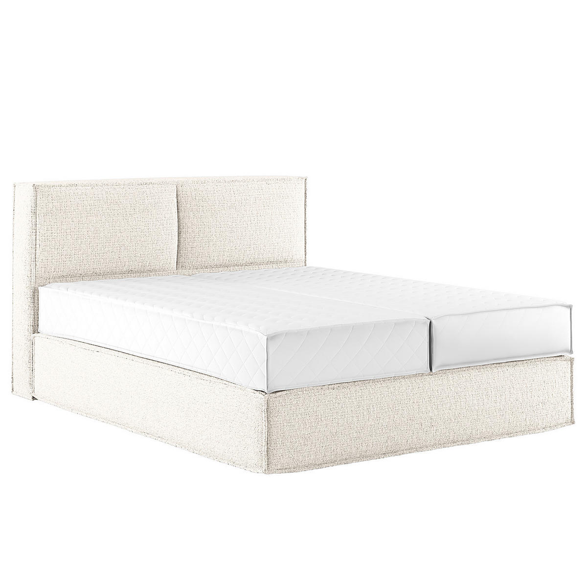 BOXSPRINGBETT mit Kopfteil - Premium - Weiß, Textil (160/200cm) - home24