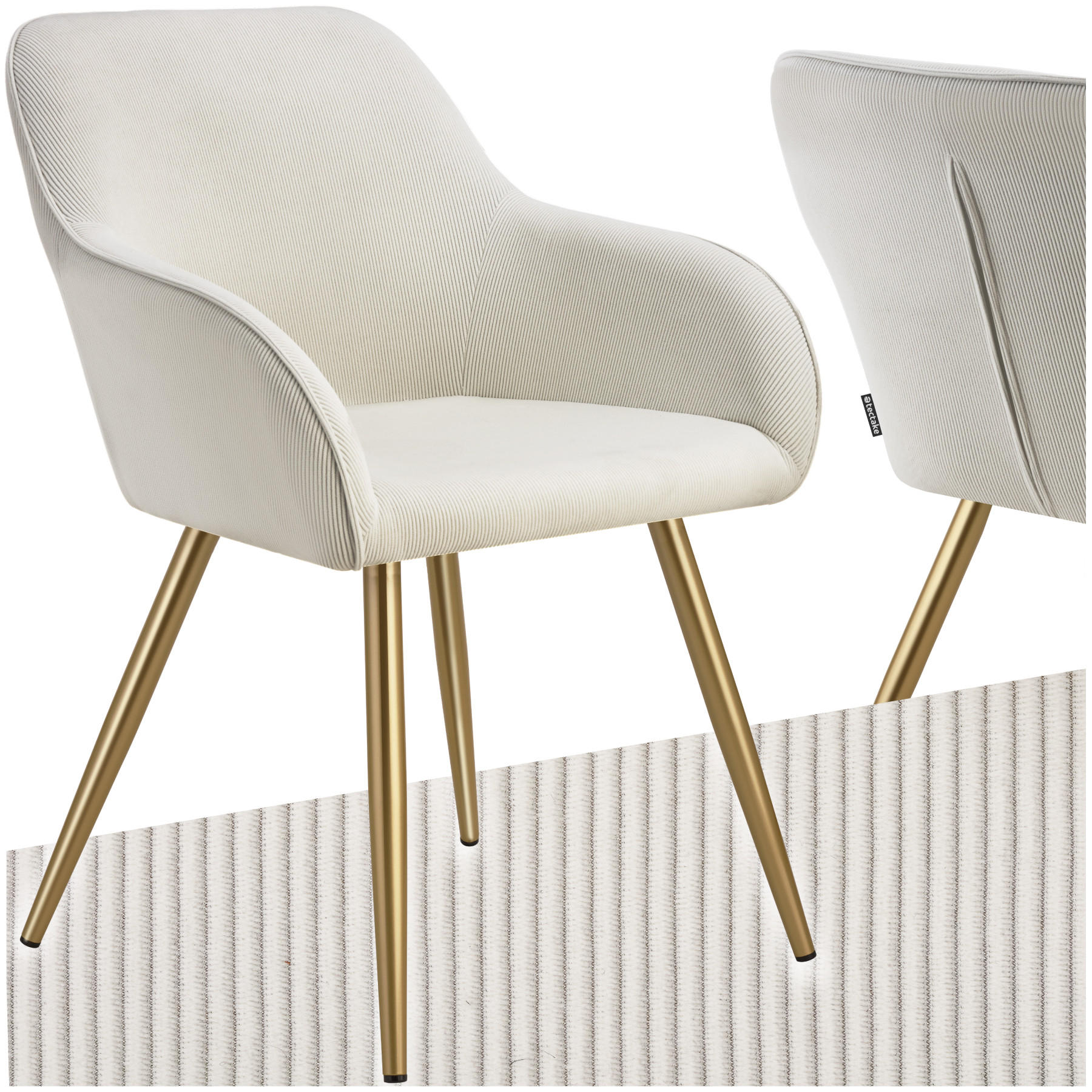 ESSZIMMERSTUHL 1er Set Marilyn 58 x 62 x 82 cm creme/gold - Goldfarben/Creme, Kunststoff (62/82/58cm) - tectake