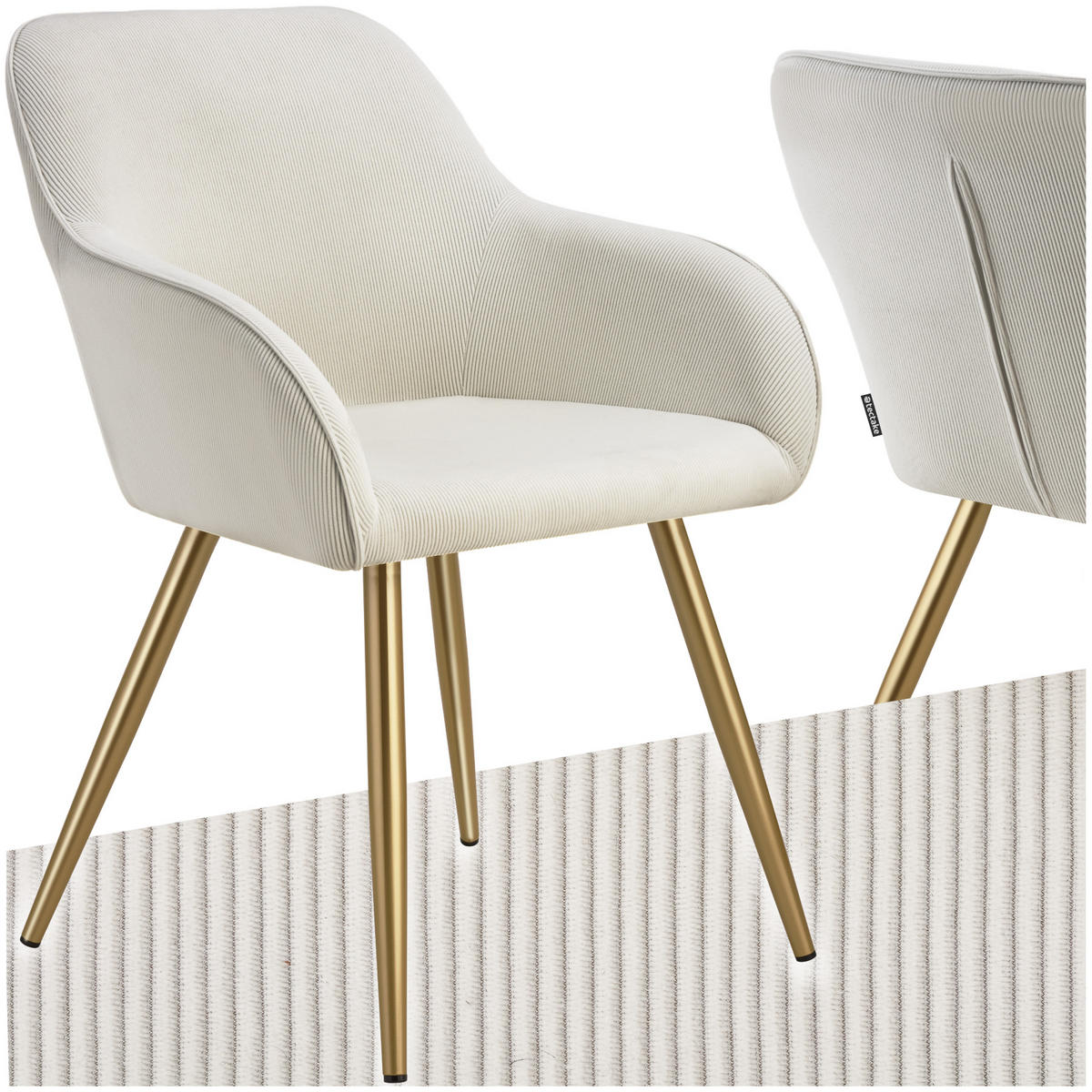 ESSZIMMERSTUHL 1er Set Marilyn 58 x 62 x 82 cm creme/gold - Goldfarben/Creme, Kunststoff (62/82/58cm) - tectake