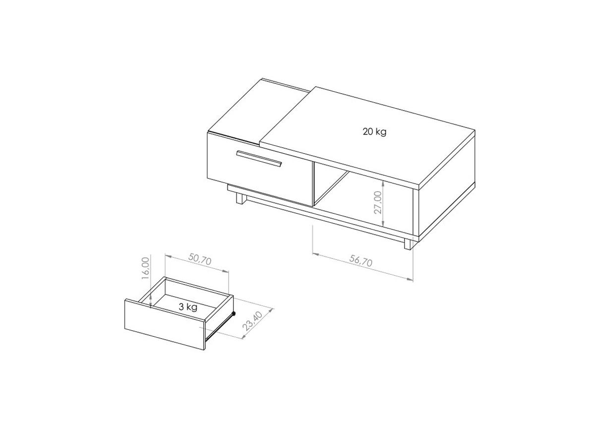 COUCHTISCH 120 × 60 cm - Bordeaux, Metall (60/120/40cm) - Design Möbel