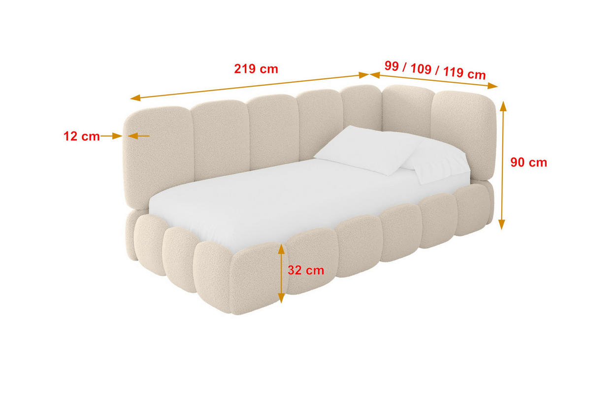 EINZELLBETT Jugendbett mit Bettkasten, Links - AVRY 100x200 Dunkelbeige - Cappuccino, Holzwerkstoff/Textil (100/200cm) - ALTDECOR