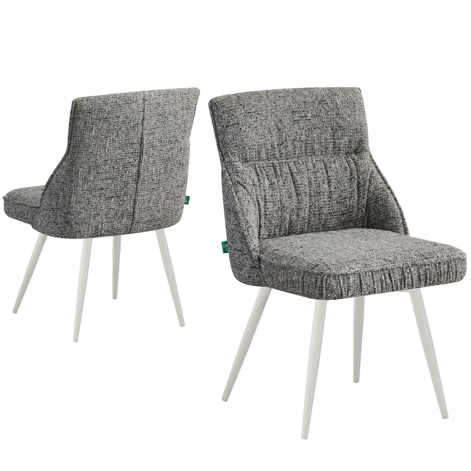 ESSZIMMERSTUHL MELINA 2er-Set - Dunkelgrau/Weiß, Textil/Metall (49/83/62cm) - DUBI Möbel