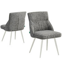 ESSZIMMERSTUHL MELINA 2er-Set - Dunkelgrau/Weiß, Textil/Metall (49/83/62cm) - DUBI Möbel