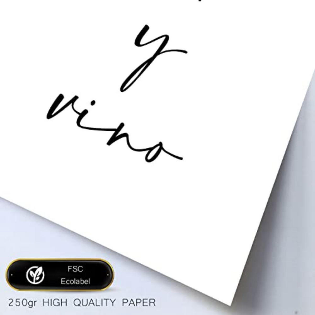 POSTER Set mit 4 Küche TypografieStil A4 Schwarzer Rahmen - Schwarz, Papier (29.7/3cm) - Nacnic