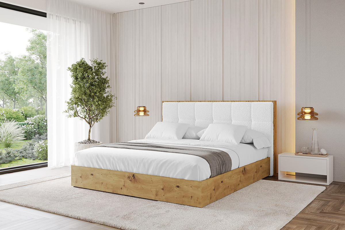 POLSTERBETT mit Bettkasten und Lattenrost, Bett mit Matratze H3/H4 - ENZO7 140x200 Weiß - Weiß, Holzwerkstoff/Textil (140/200cm) - ALTDECOR