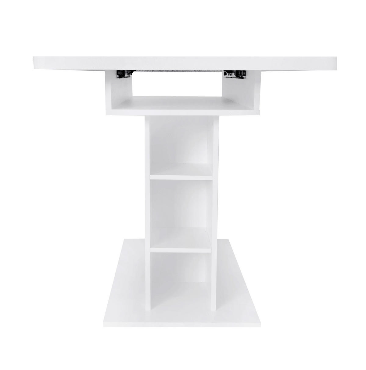 ESSTISCH aus Spanplatte und Metall 130x70x75 cm Weiß ausziehbar mit Stauraum, multifunktional und platzsparend - Weiß, Holzwerkstoff (130/70/75cm) - Modfu