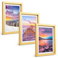 BILDER SET 3er Set - 20x30 cm Goldrahmen - Winterliche Bergseelandschaft - Goldfarben, Kunststoff (20/30cm) - TULUP