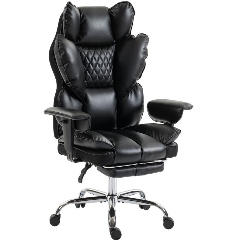 CHEFSESSEL in Schwarz 67x80x130 cm bis 180 kg mit Liegefunktion und Fußstütze - Schwarz, Kunststoff (80/130/67cm) - IVMEU