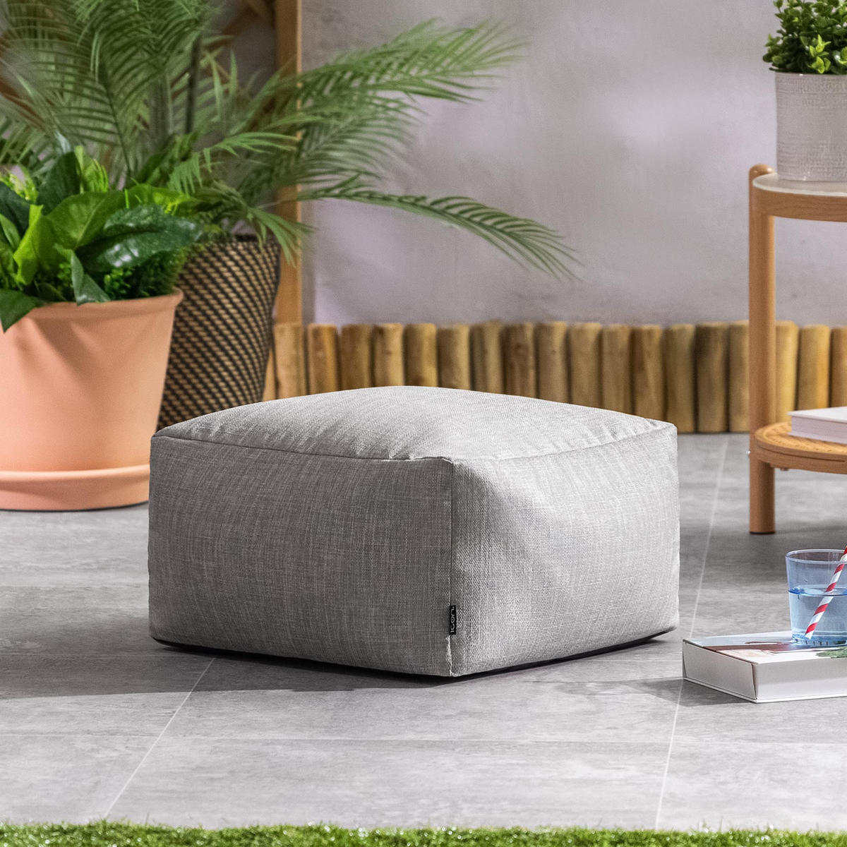 POUF Outdoor Amara - Grau, Textil (40/24/40cm) - icon