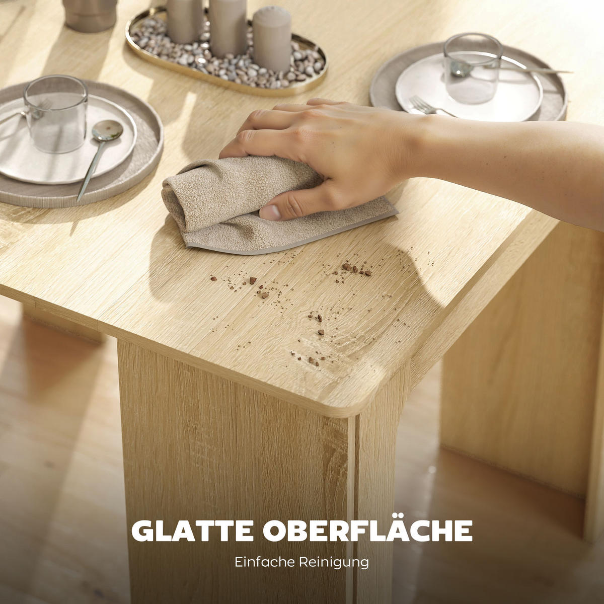 ESSTISCH Ausziehbar Küchentisch Esszimmertisch für bis 6 Personen 60-180x85 cm - Weiß/Naturfarben, Holzwerkstoff (180/85/75cm) - HOMCOM