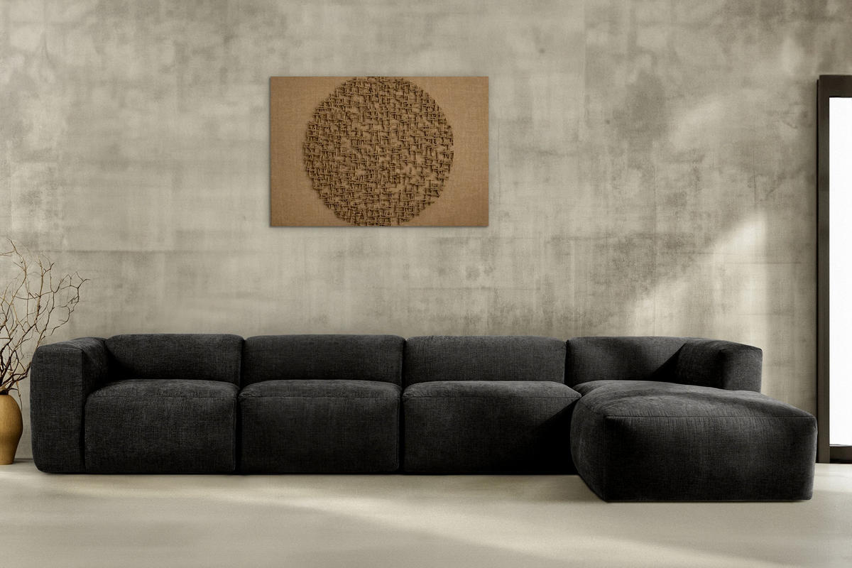 ECKMODULSOFA-RECHTS BUFFO 6-Sitzer mit extrem weicher Sitzfläche, Gewebestoff, graphit - Graphitfarben, Textil (377/180cm) - KONSIMO®