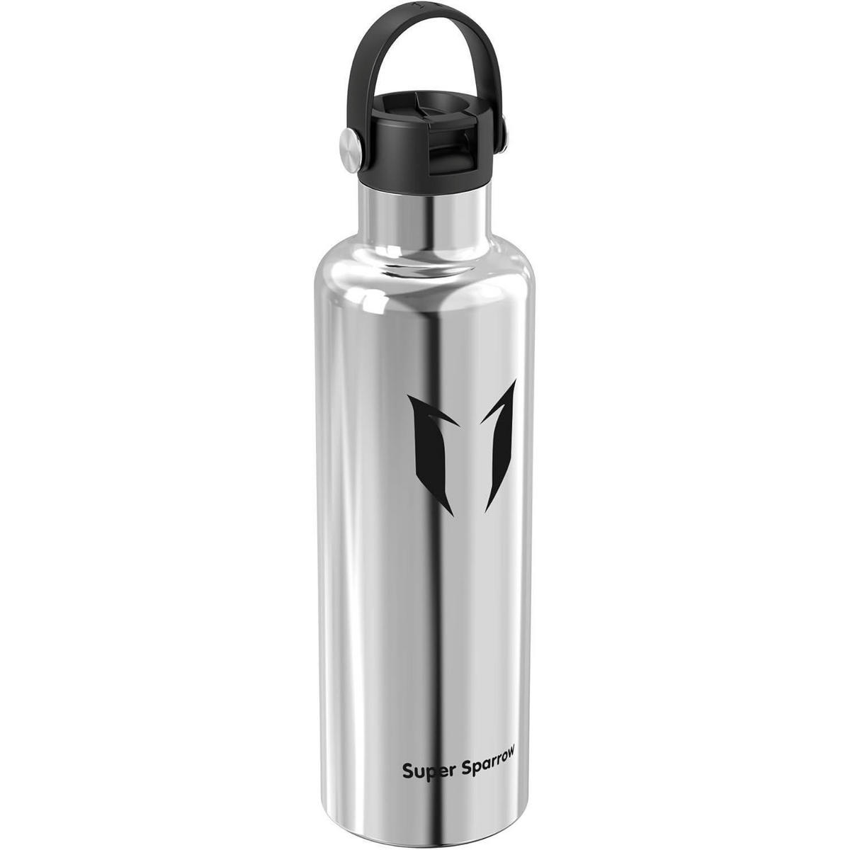 TRINKFLASCHE Edelstahl 1000 ml mit Strohhalmdeckel - Silberfarben, Metall (8.4/8.4cm)
