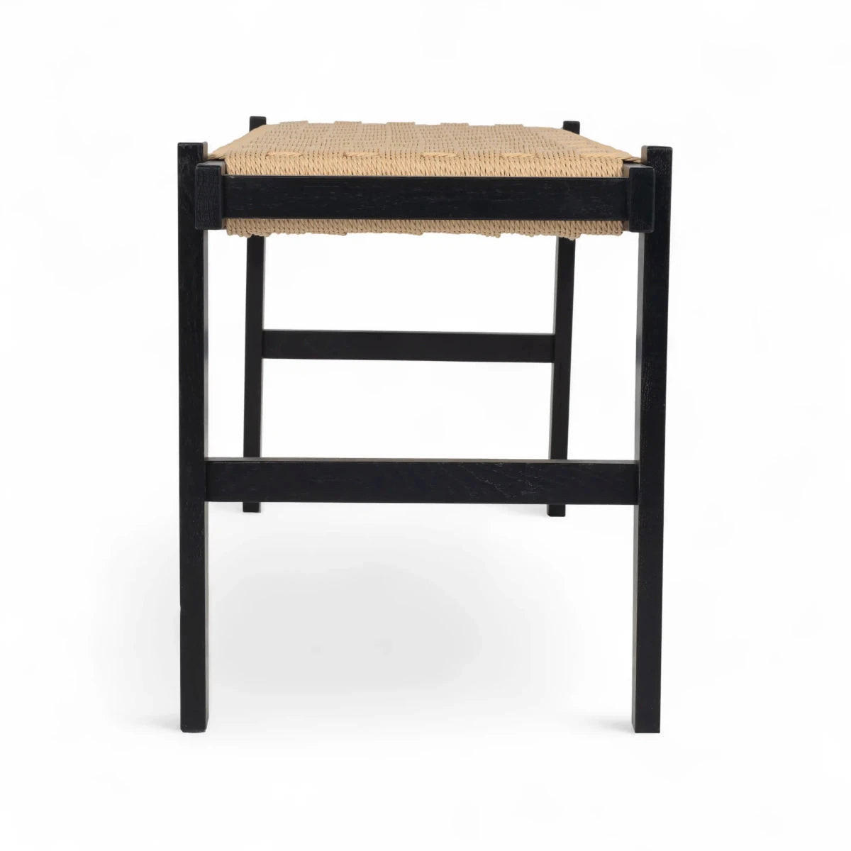 SITZBANK 110/38/47 cm Rattan / Eiche Schwarz - Beige/Schwarz, Holz/Papier (110/47/38cm) - Furnhouse