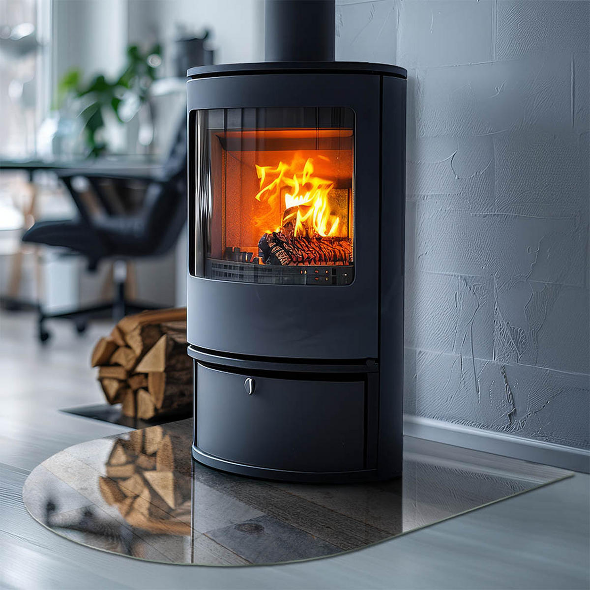 GLASPLATTE für Kamin 80x70 cm - Grau, Glas (80/70/0.4cm) - TULUP