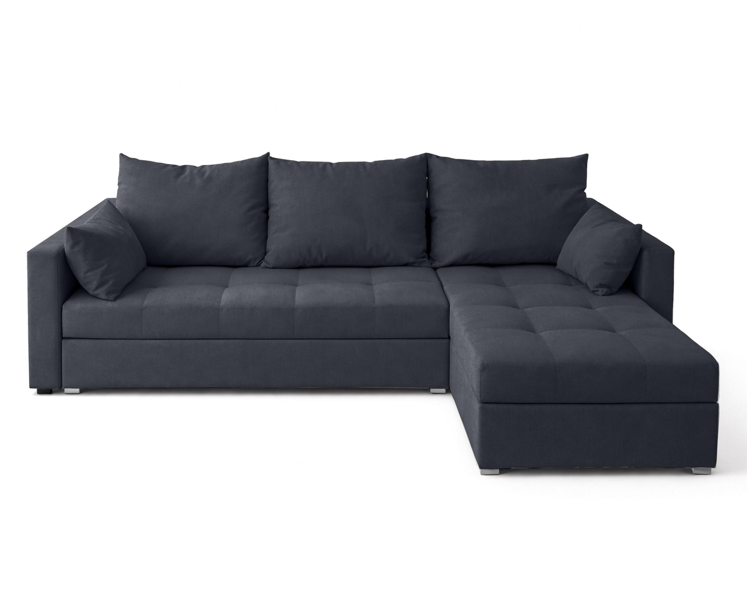 ECKSOFA Universelle L Form Elif Dunkelgrau 220/140/85 cm stilvolle mit Schlaffunktion - Dunkelgrau/Silberfarben, Kunststoff/Textil (220/140cm) - AX Living