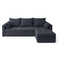 ECKSOFA Universelle L Form Elif Dunkelgrau 220/140/85 cm stilvolle mit Schlaffunktion - Dunkelgrau/Silberfarben, Kunststoff/Textil (220/140cm) - AX Living