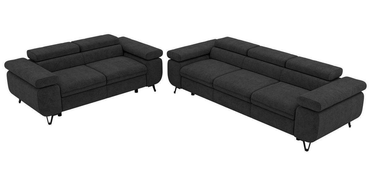 SEDACÍ SOUPRAVA PETER 2+3 - Tmavě šedá Strukturovaná látka - černá/tmavě šedá, kov/textil (262/76/99cm) - MKS
