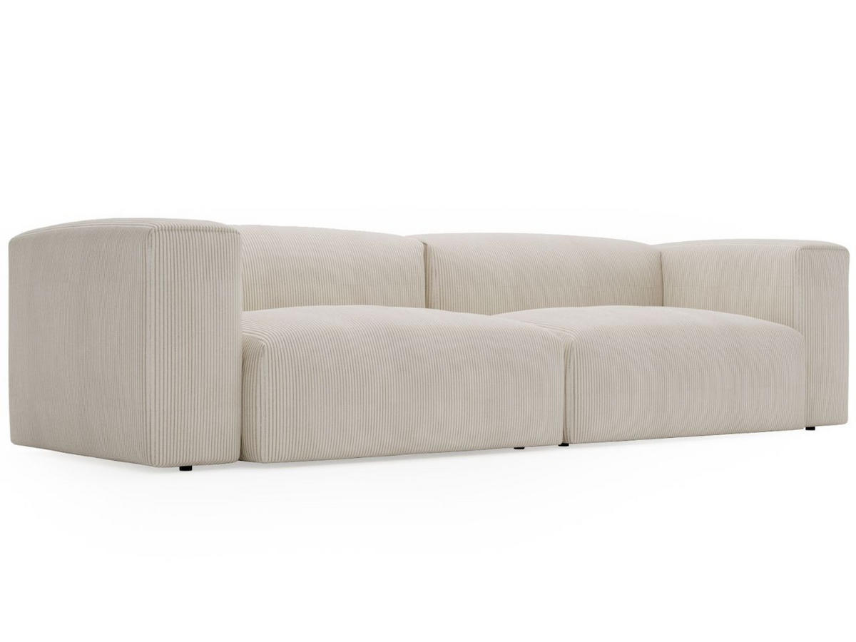 SOFA 240/85/80 Creme Landi - Creme/Schwarz, Kunststoff/Textil (240/85/80cm) - Graingold