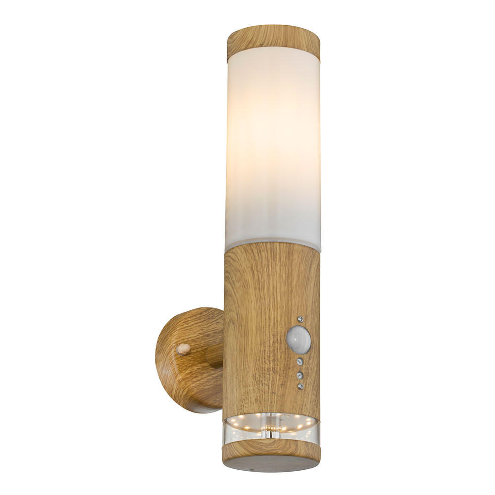 LED WANDLEUCHTE Holz-Optik Braun - Braun, Metall (14.2/8.5/35cm) - Globo Lighting