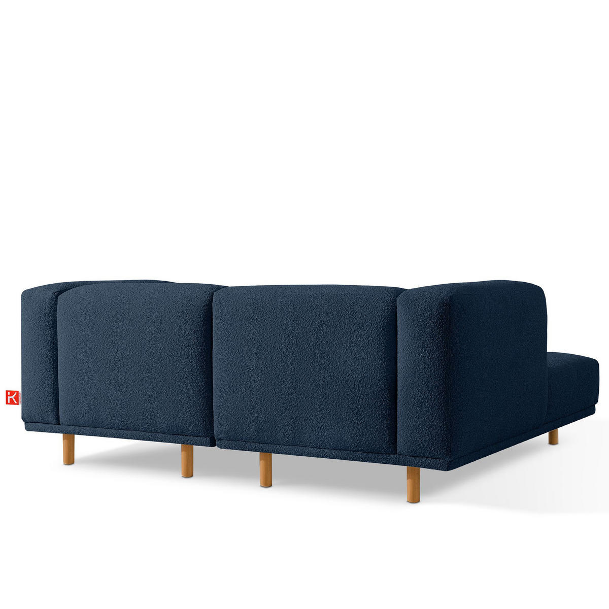 ECKSOFA-LINKS FOSERO, Bouclé - Buchefarben/Dunkelblau, Holz/Holzwerkstoff (204/155cm) - KONSIMO®