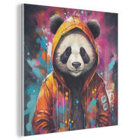 AKUSTIKBILD Panda - Jacke - Graffiti - Orange Wandbilder 60x60 cm - Orange, Kunststoff (60/60/0.9cm) - MuchoWow