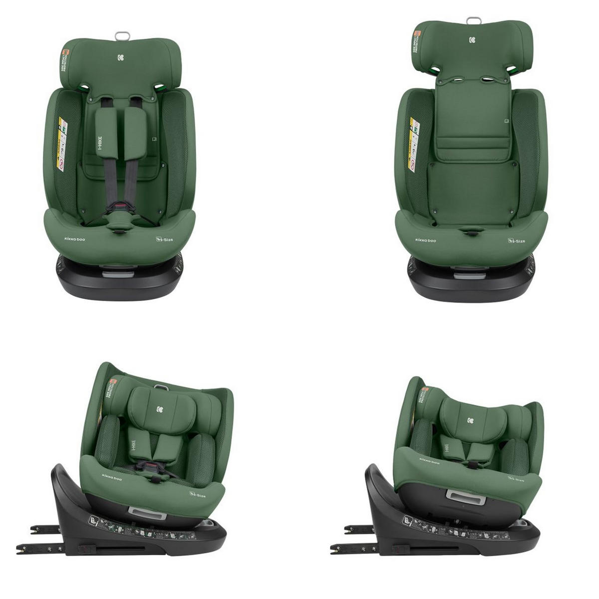 KINDERSITZ i-Size i-Hike dunkelgrün (40-150 cm) Isofix, 360° drehbar, verstellbar - Grün, Kunststoff (44/58/53cm) - Kikka boo