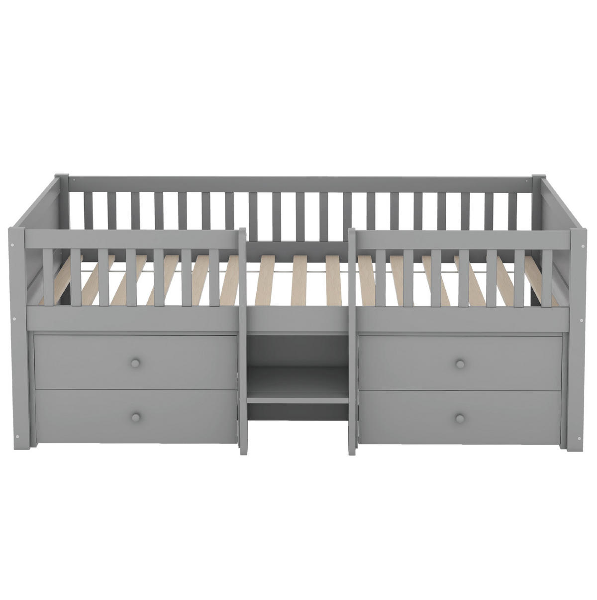 BETT halbhoch mit 4 Schubladen 90x200 cm Kiefernholz Grau - Grau, Holzwerkstoff (90/200cm) - Beauniv