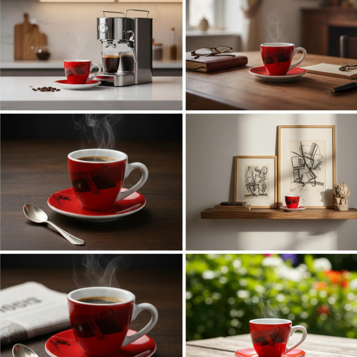 ESPRESSOTASSE Set Rot Porzellan mit Unterteller 2-tlg - Rot, Keramik (0.08L) - Porsche