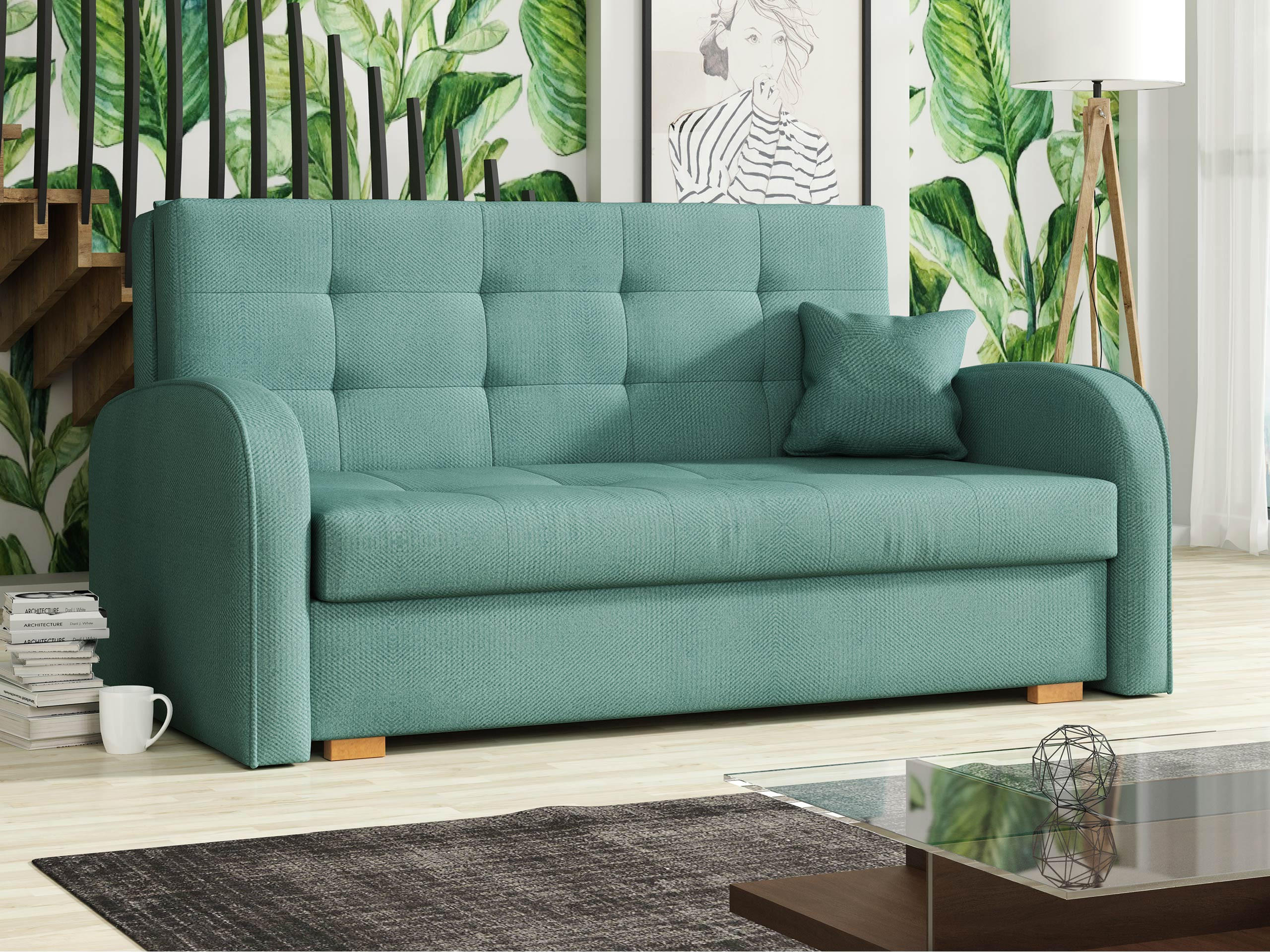 SCHLAFSOFA Viva Gold III - Braun/Mintgrün, Holz/Textil (153/85/98cm) - MIRJAN24