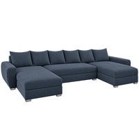 WOHNLANDSCHAFT PUMA U-Form 308 cm mit Schlaffunktion, Bettkasten, Kunstleder-Stoff oder Samt, verschiedene Farben - Anthrazit/Schwarz, Kunststoff (308/85/140cm) - Wohnideebilder