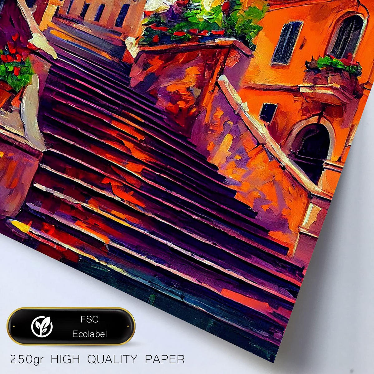 POSTER Set Mit 6 Warm Im Ölgemälde Stil A3 & A4 Rahmen Aus Hellem Holz - Beige, Papier (29/3cm) - Nacnic