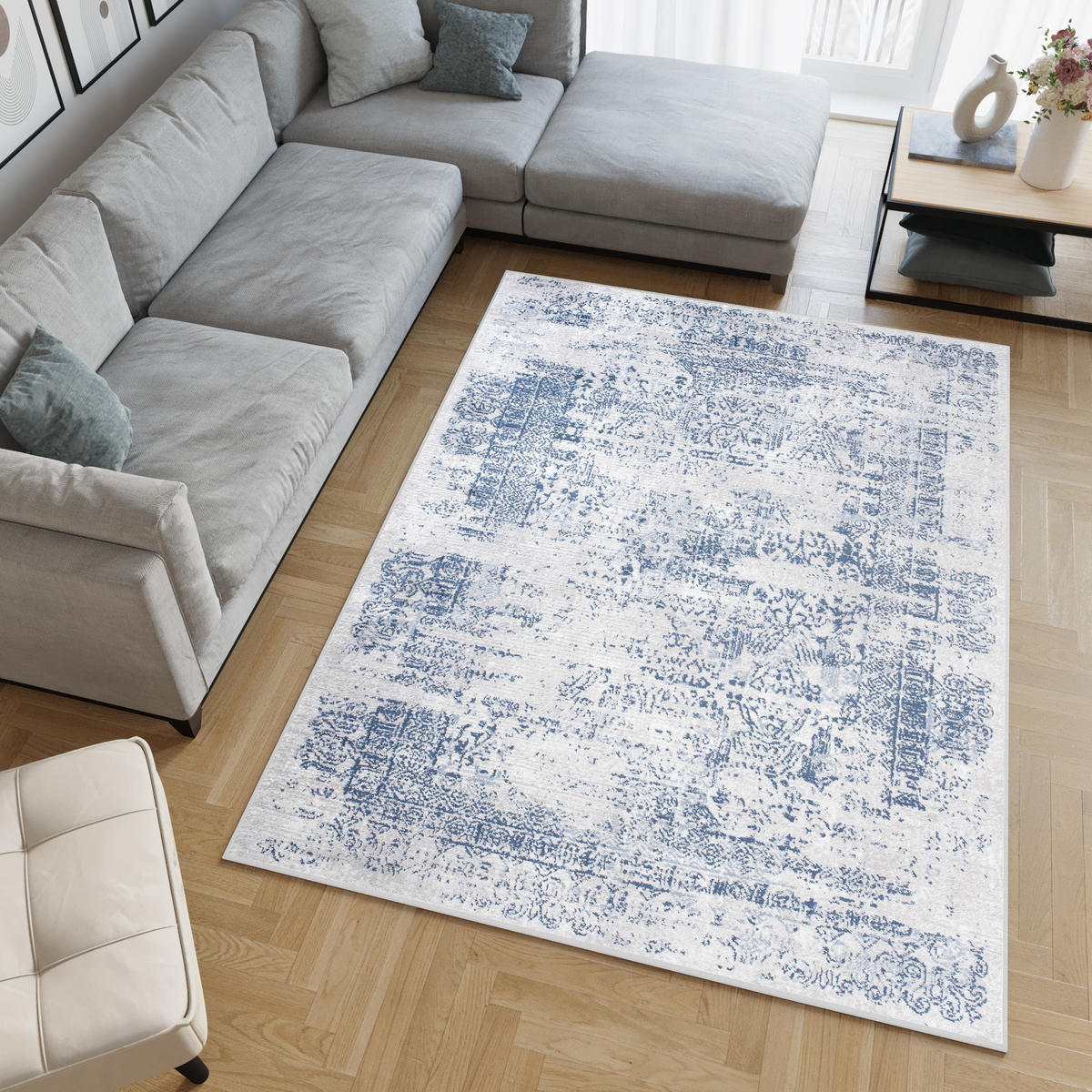 TEPPICH SKY Blau Grau 180/250 cm - Blau, Textil (180/250cm) - Tapiso