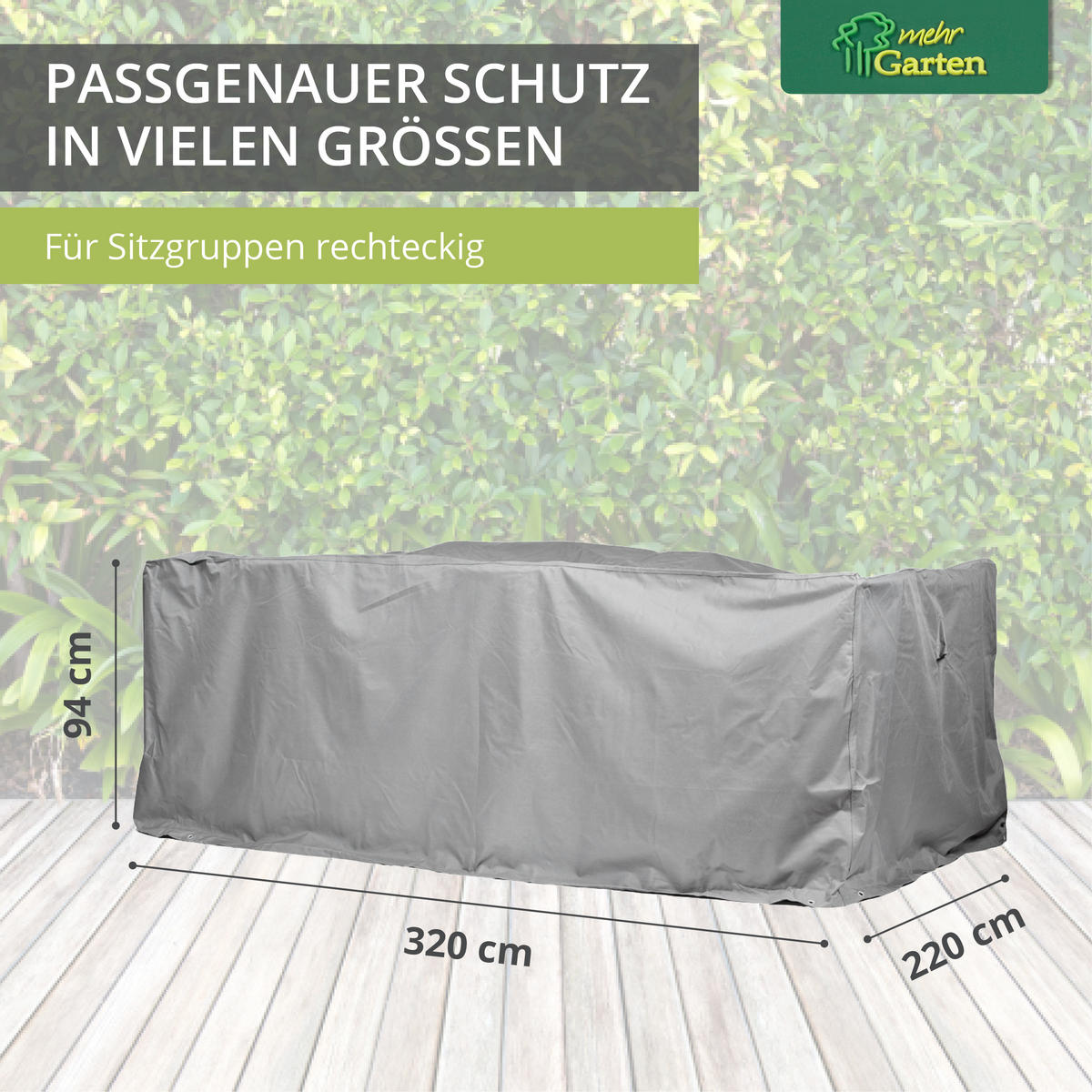 SCHUTZHÜLLE für Sitzgruppe rechteckig SHP-20047 - Grau, Kunststoff (200/94/160cm) - mehr Garten