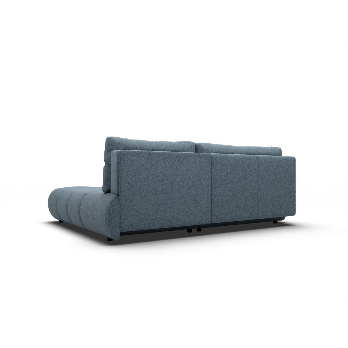 ECKSOFA CORSO R-S Blau Boucle-Stoff mit Schlaffunktion - Blau, Holz (230/177cm) - MASSENO