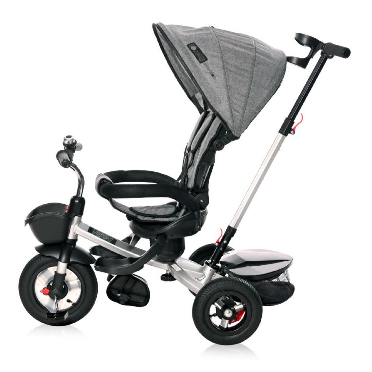 DREIRAD Zippy 3 in 1 grau umkehrbarer Sitz umbaubar Luftreifen Freilauf Gurt - Grau, Metall (92/50/100cm) - Lorelli