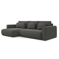 ECKSOFA mit Schlaffunktion Samt Stoff Grau - Dunkelgrau/Schwarz, Kunststoff/Textil (149/278cm) - Makamii
