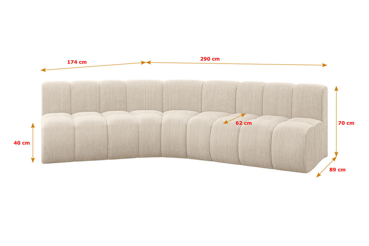 ECKSOFA modulares Sofa Montra-L1 - 290x174x70 cm Beige - Beige, Holzwerkstoff/Textil (290/174cm) - ALTDECOR