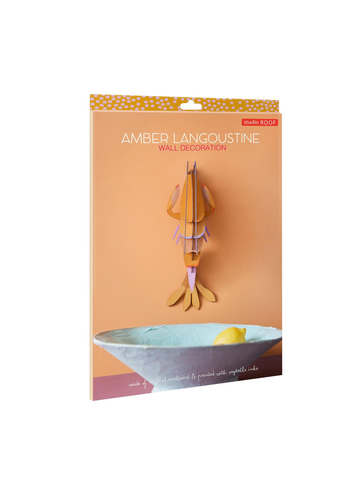 WANDDEKO Bernstein-Garnele 15/35.5 cm - Multicolor, Wellpappe (15/35.5/13cm) - KUNSTLOFT