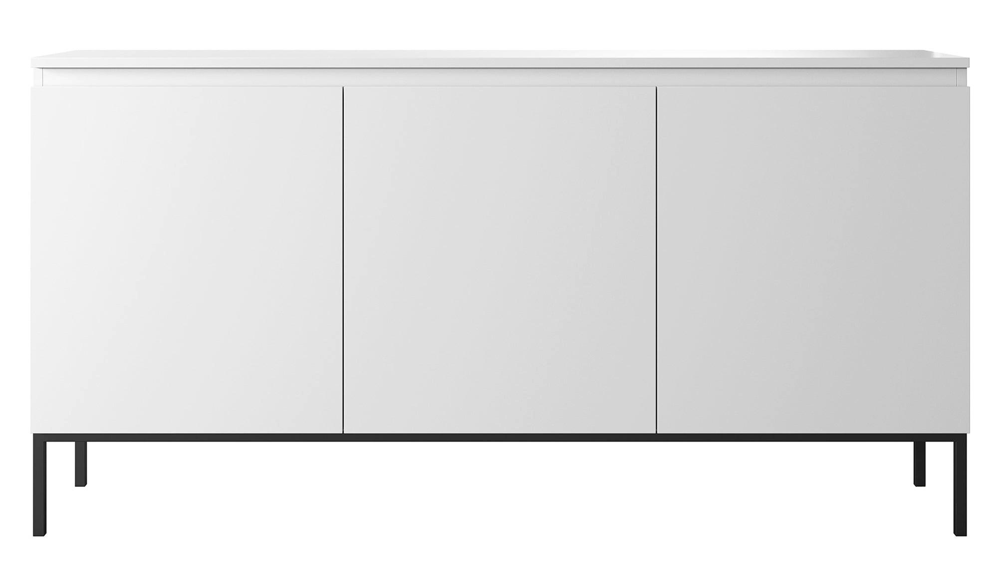 SIDEBOARD Bemmi Weiß mit schwarzen Beinen 3-türig 150 cm - Schwarz/Weiß, Holzwerkstoff/Metall (150/77/35cm) - Selsey